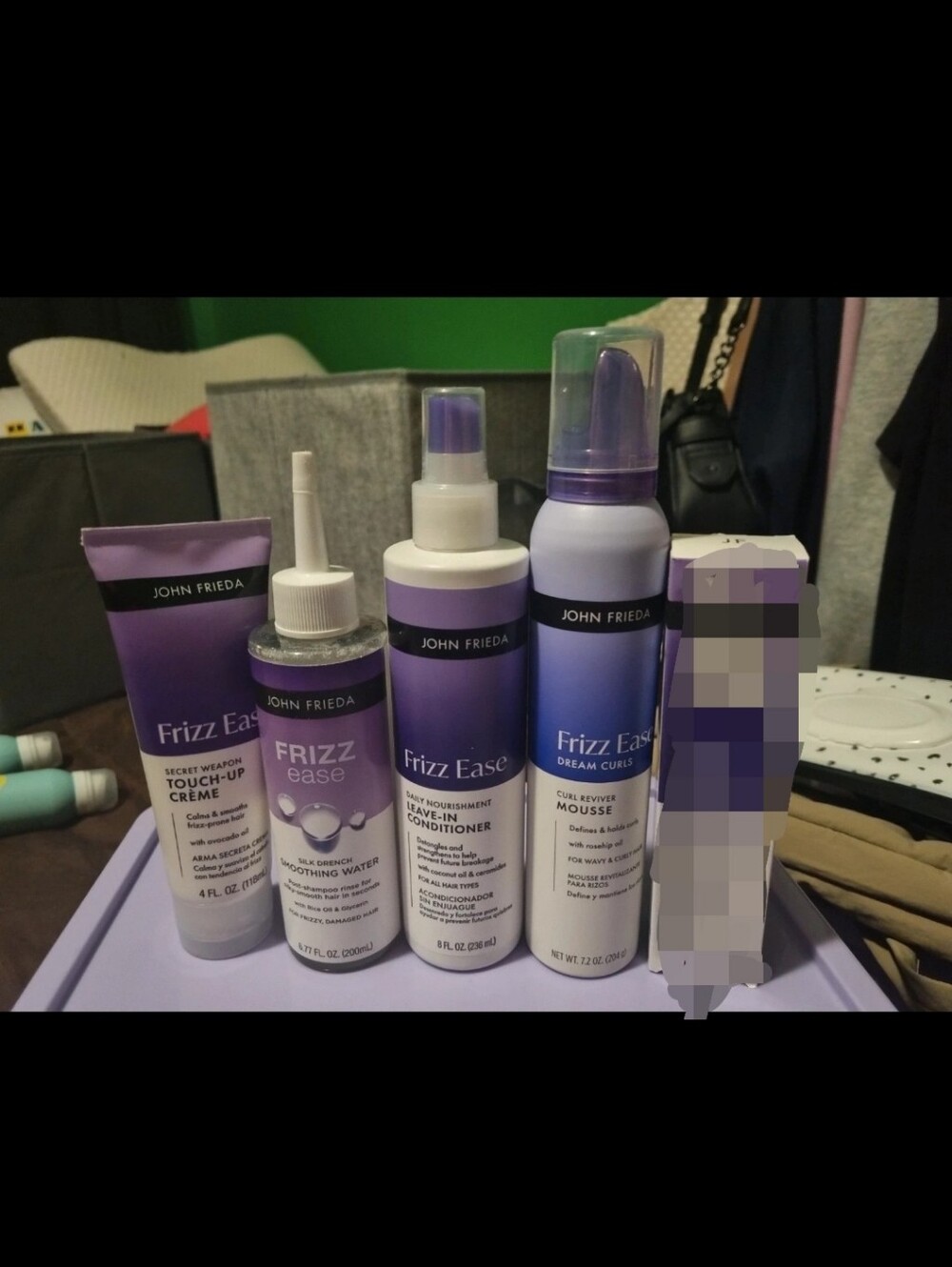 4 Pc Set John Frieda Frizz Ease Purple Leave-In Conditioner & Styling Treatment